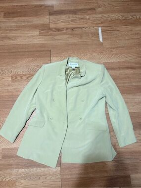 Jones New York Pastel Green Double-Breasted Blazer